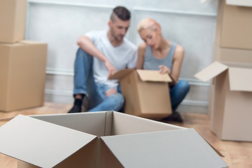 Packing boxes and furniture ready for a Highbury house move