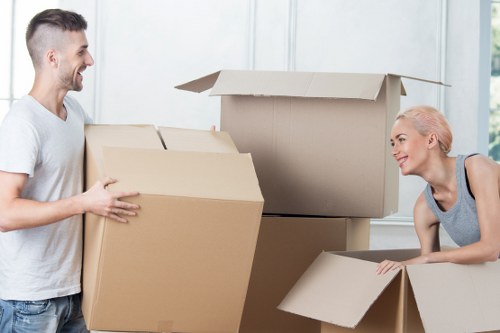 Boxes and furniture being loaded for a move in Highbury